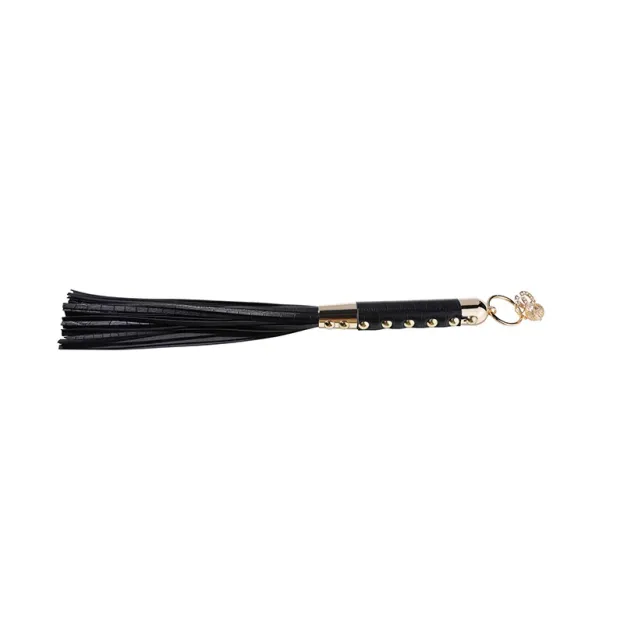 Noir Bell Leather & Metal Fringe Whip - image 1