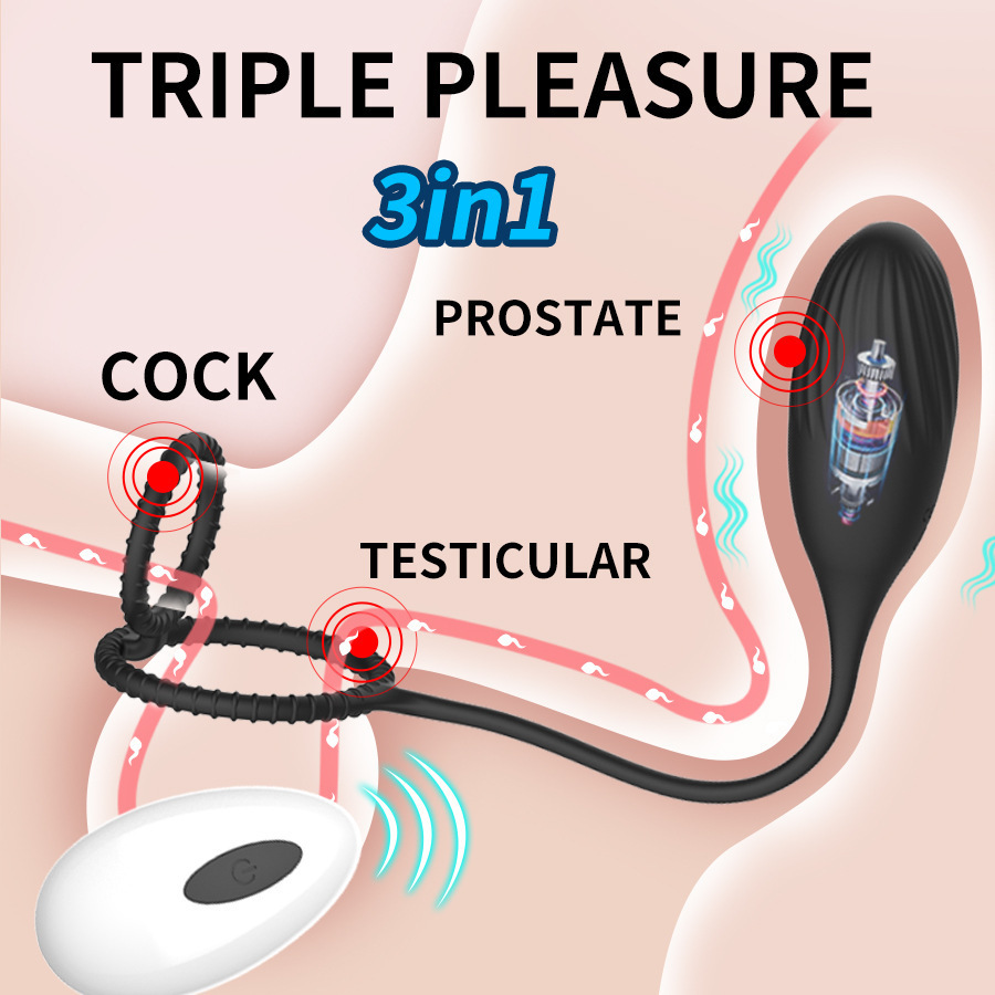 Rechargeable Silicone Butt Plug with Dual Rings & 10 Vibrations