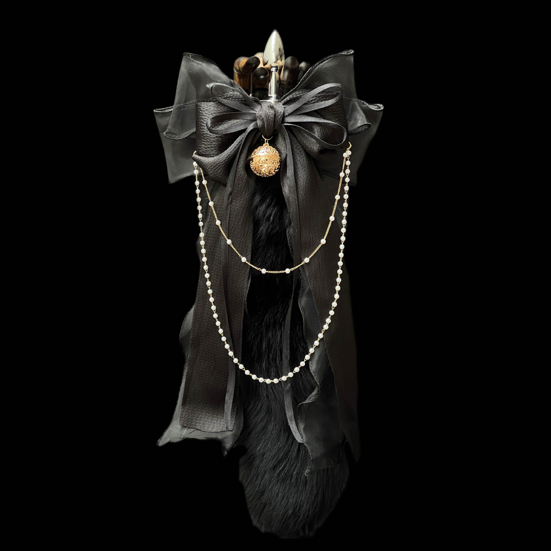 Luxury Fox Tail Plug Set – 15.7" Plush Tail With Pearl Chain & Interchangeable Plug Heads - image 6
