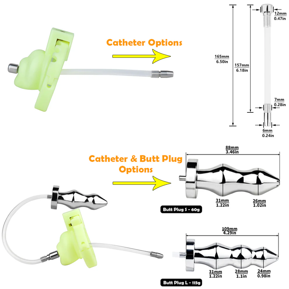 Adjustable Handcuff Resin Chastity Cage with Urethral Cathedral Tube-WeLovePlugs