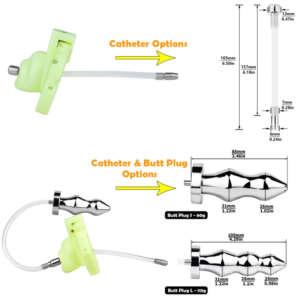 Adjustable Handcuff Resin Chastity Cage with Urethral Cathedral Tube-WeLovePlugs