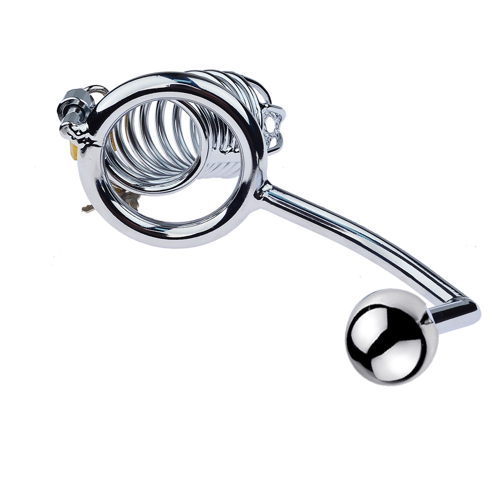 chastity cage with anal plug Male Siamese Anal plug Chastity cock Cage main image 0