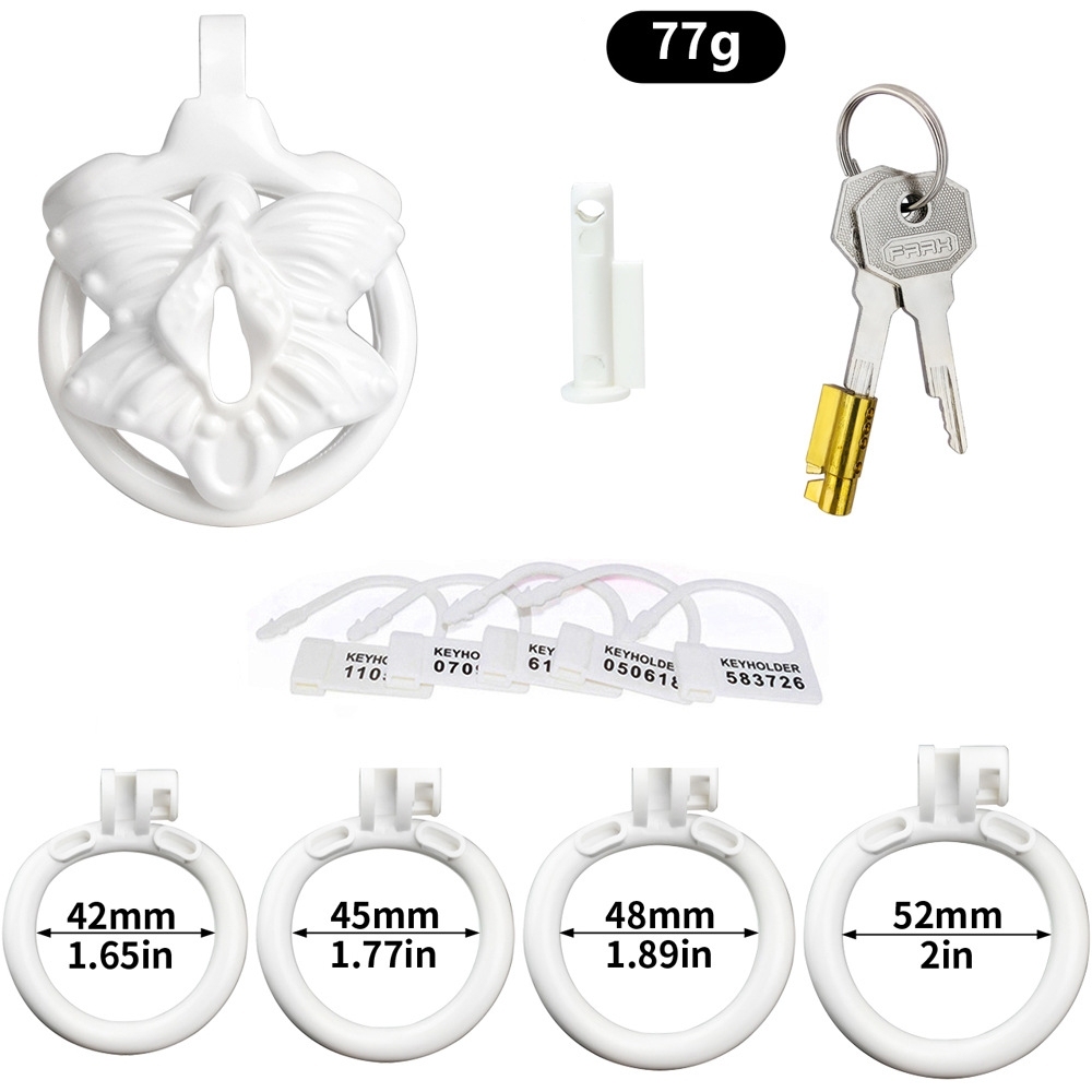 Sissy Chastity Cage with 4 Rings – Lightweight Resin Locking Device with 2 Keys, Invisible Wear for Long-Term Use-WeLovePlugs