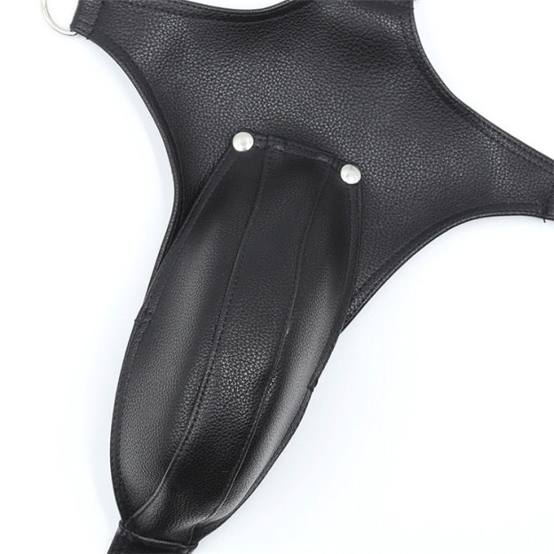 ObeyMe Faux SM Leather Bondage Male Lingerie Harness