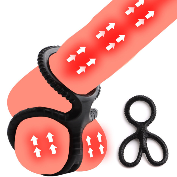 Cock Ring Silicone Scissor Triple Ring Waterproof High Elasticity