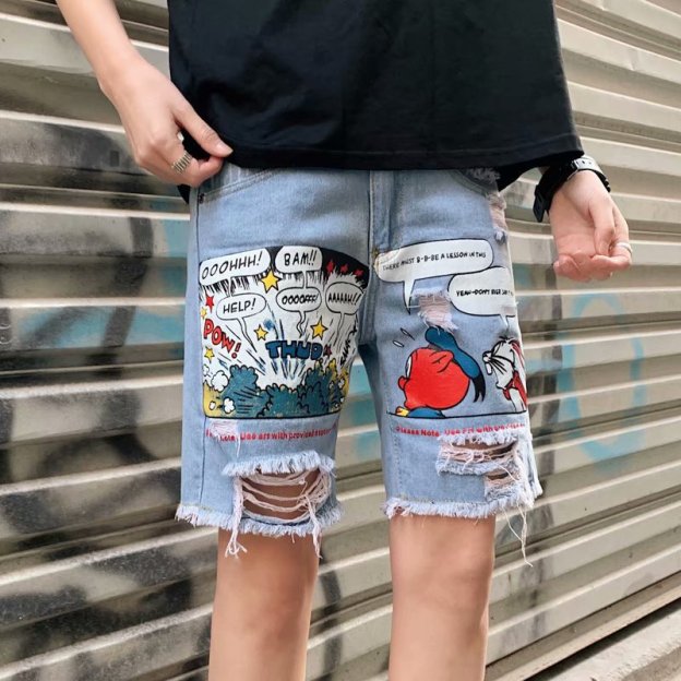 Fashion Mens Jeans Print Jean Shorts - image 3