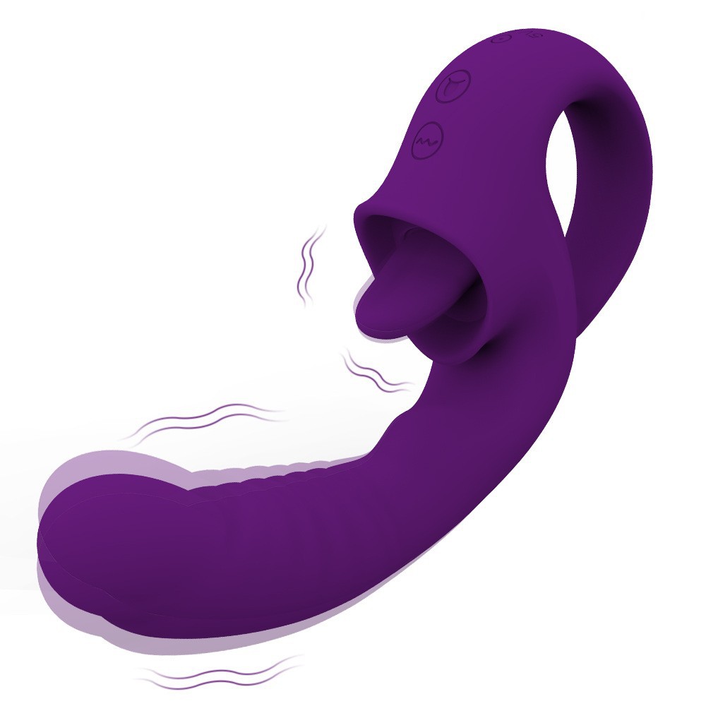 Waterproof Dildo Vibrator with Clit Licking Tongue – 10 Vibration Modes for Her-WeLovePlugs