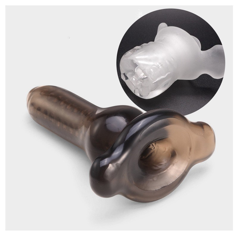 Black Cock Penis Sleeve Cock Sheath Butt Plug  WeLovePlugs