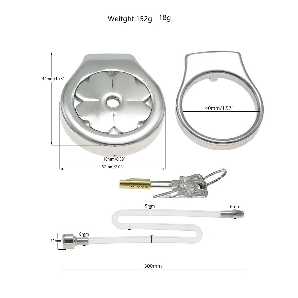 Flat Stainless Steel Chastity Cage with Long Hollow Urethral Tube - 40mm + Slim Tube - image 16