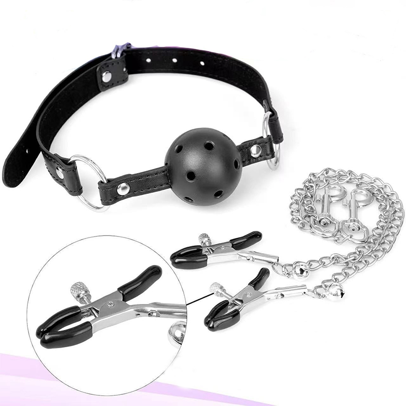 5-Piece BDSM Bondage Set – Ball Mouth Gag, Nipple Clamps & Anal Plug for Couples-WeLovePlugs