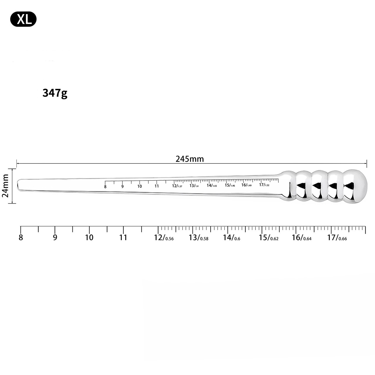 Stainless Steel Urethral Sound with Scale -WeLovePlugs