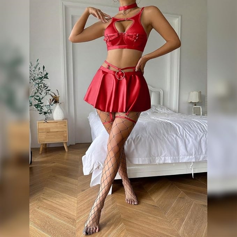 Seductive O-Ring Skirt Lingerie Set