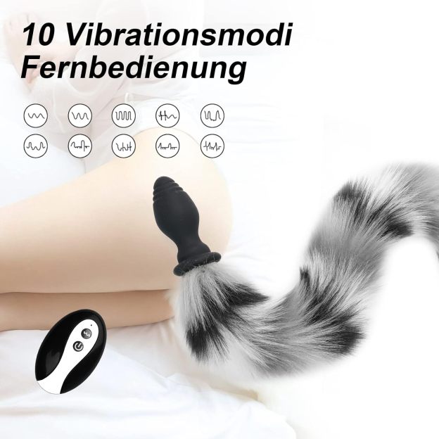 Multicolor Fox Tail Light Up Butt Plug with Remote 