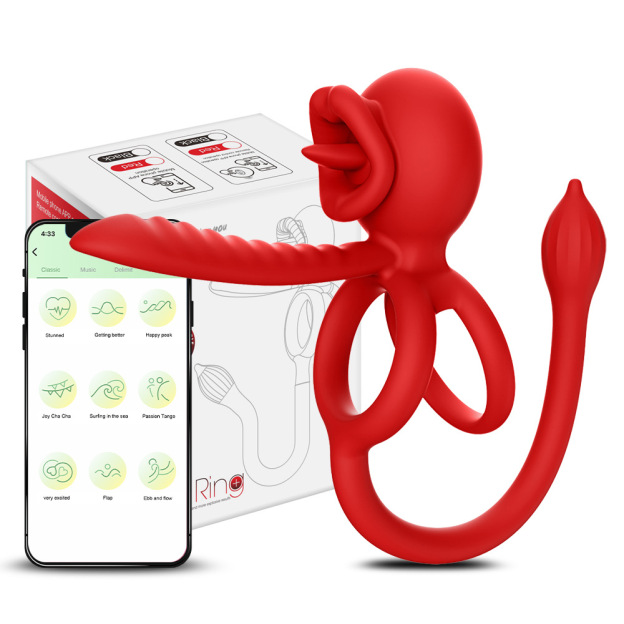 3-in-1 Couple Vibrator with App Control – Cock Ring & Anal Plug & Dildo