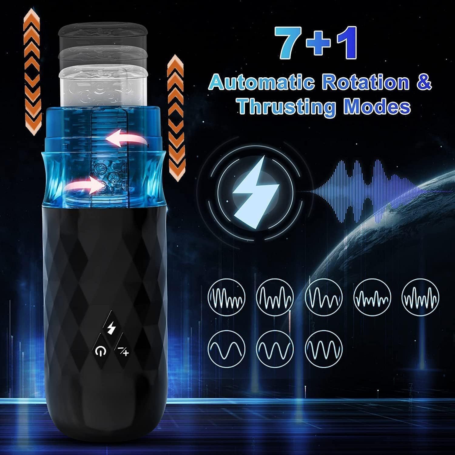 Auto-Stroking Masturbator – Thrusting/Rotating Male Toy with 8 Modes