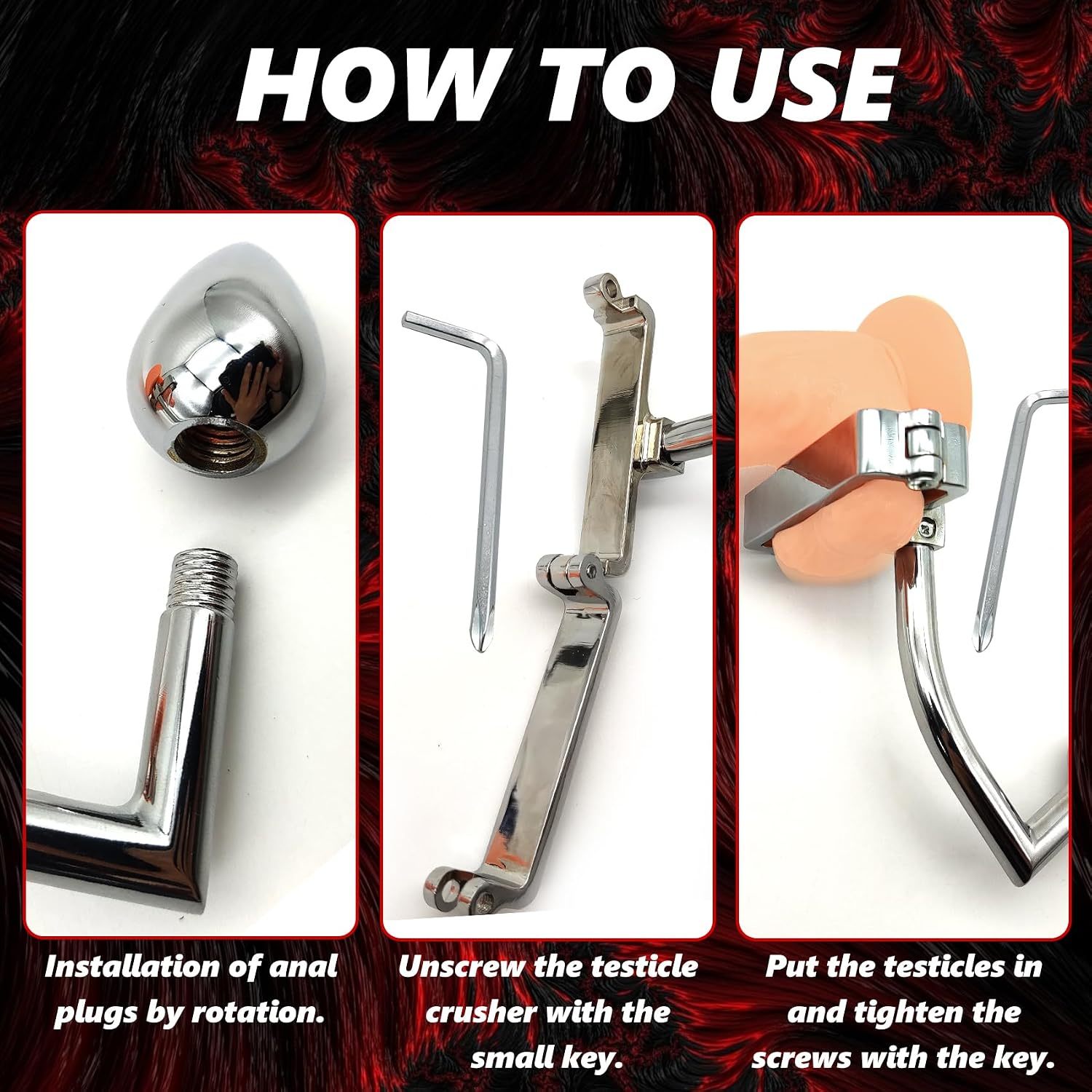 Stainless Steel Scrotum Clamp with Anal Butt Plug - image 4