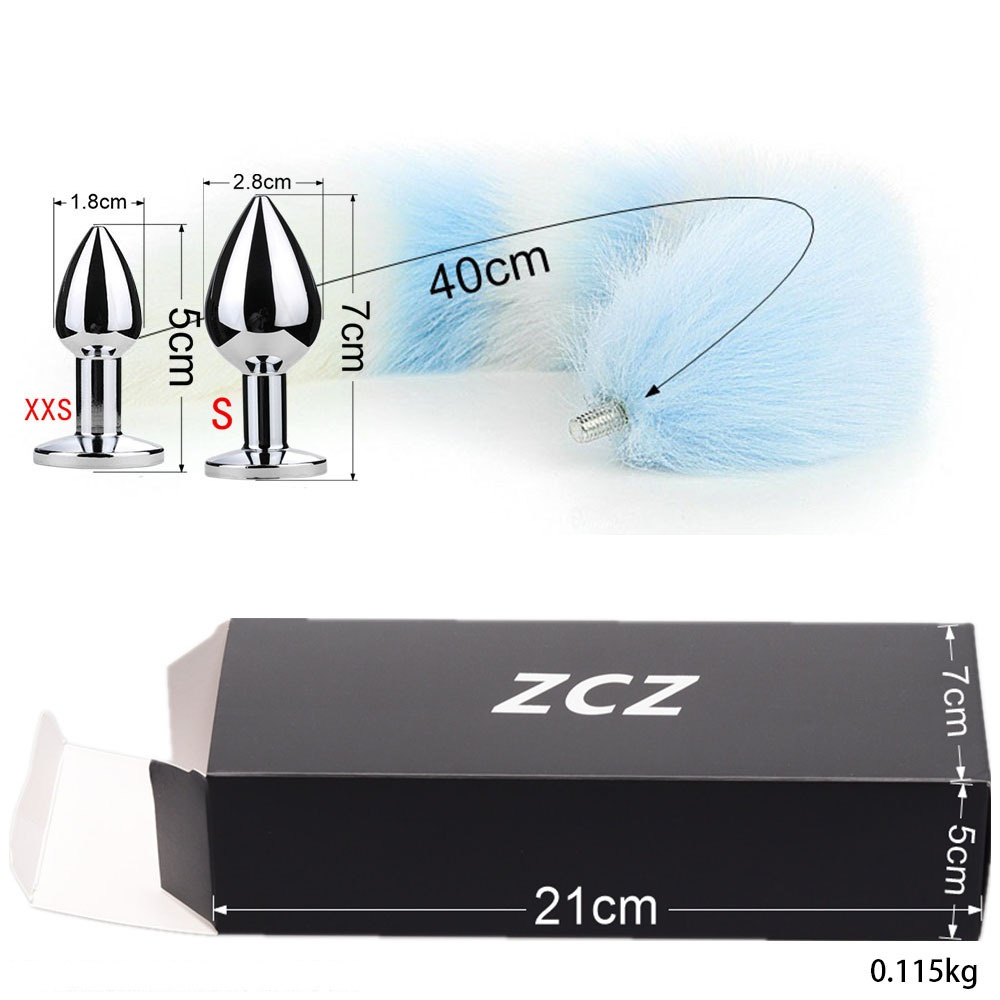 Beginner's Skyblue Fox Wolf Tail Anal Plug 
