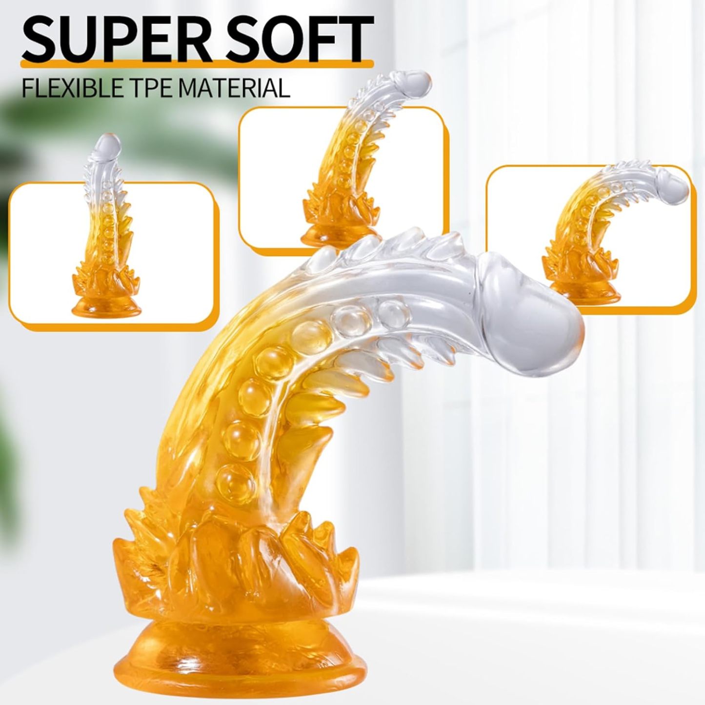 Crystal Clear Curved TPE Dildo for Women – 8.86 Inches - image 7