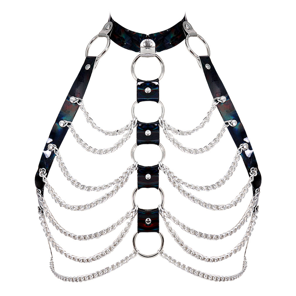 Laser-Cut Body Chain Harness Lingerie