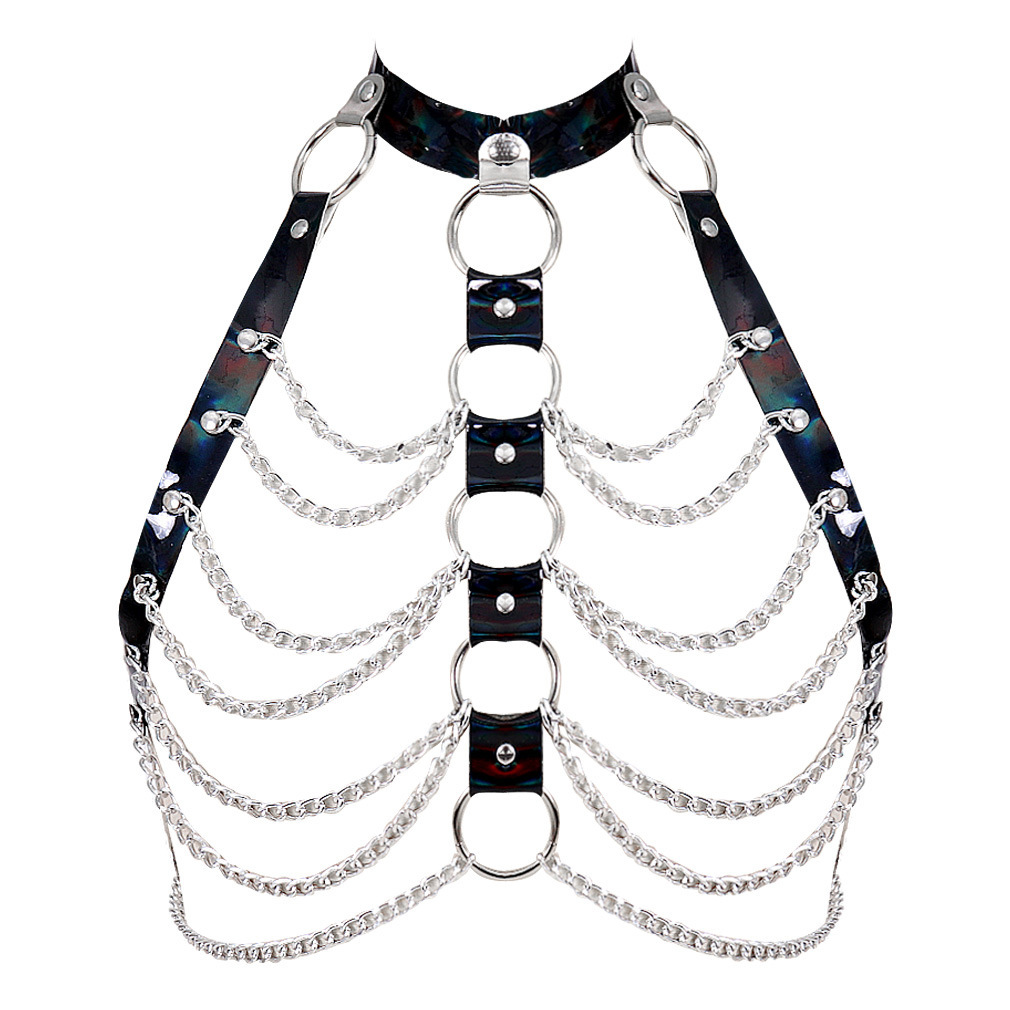 Laser-Cut Body Chain Harness Lingerie