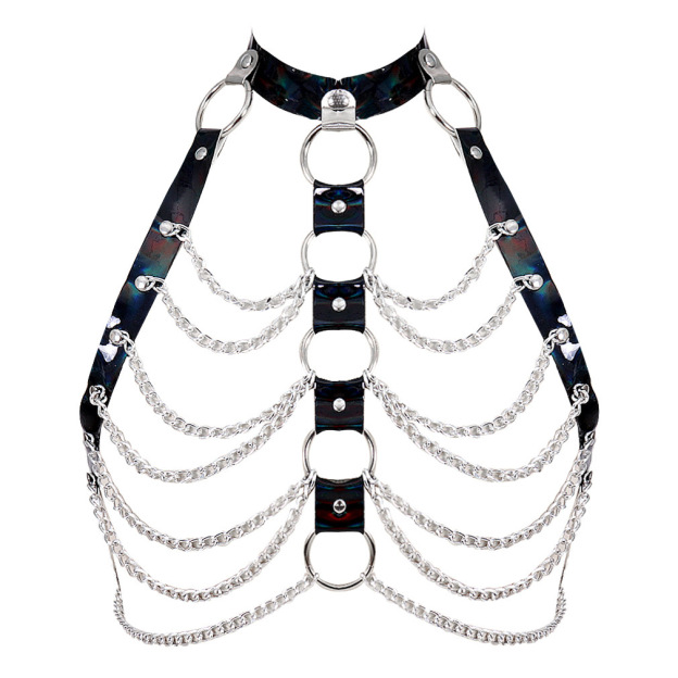 Laser-Cut Body Chain Harness Lingerie
