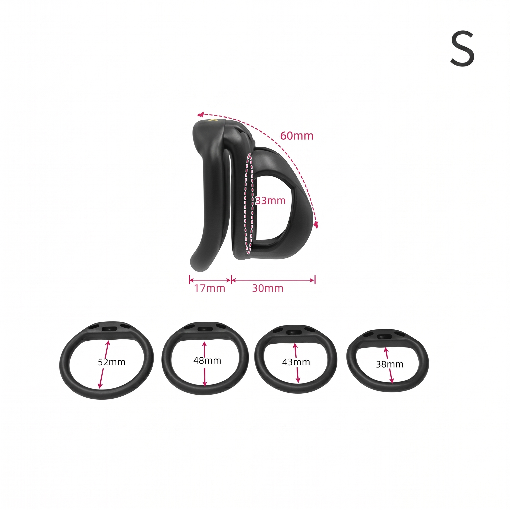 StealthCore Male Chastity Cage - Black S Flat Ring - image 8