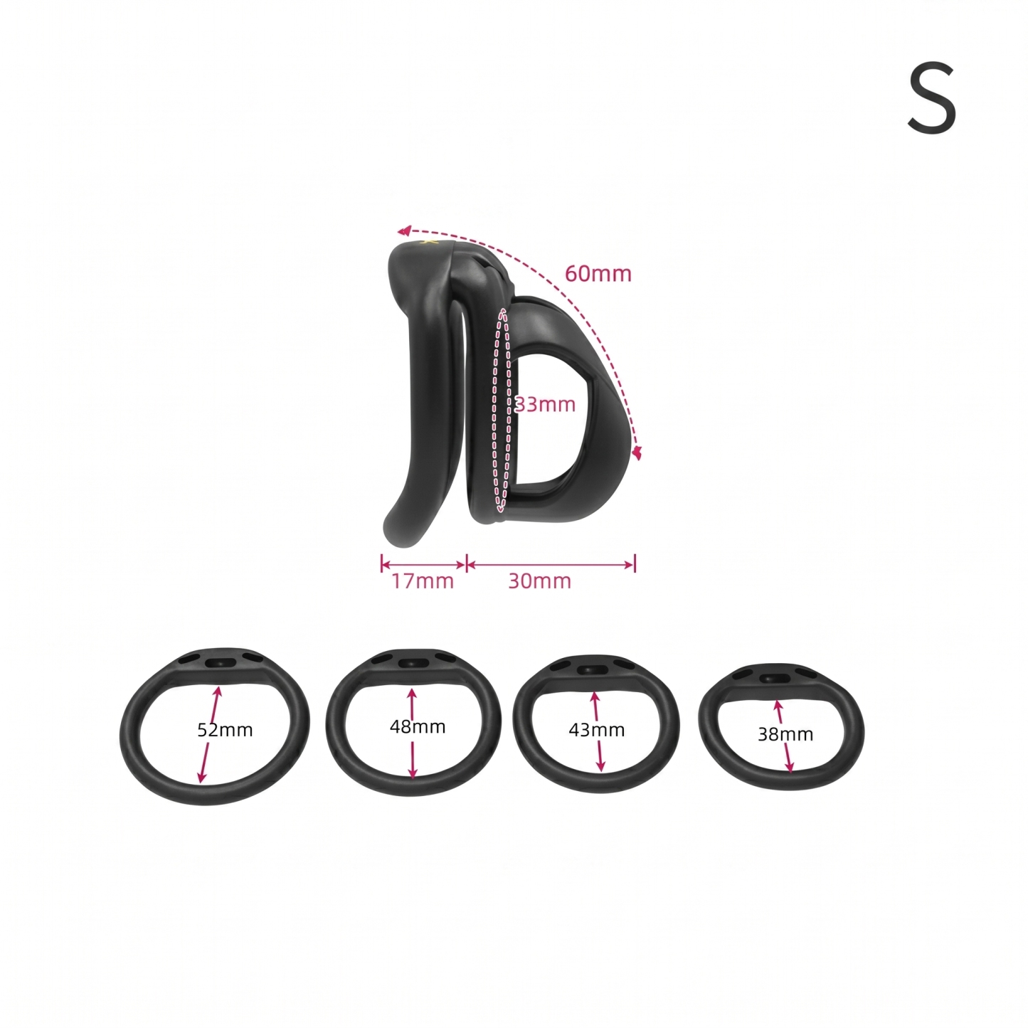 StealthCore Male Chastity Cage - Black S Flat Ring - image 8