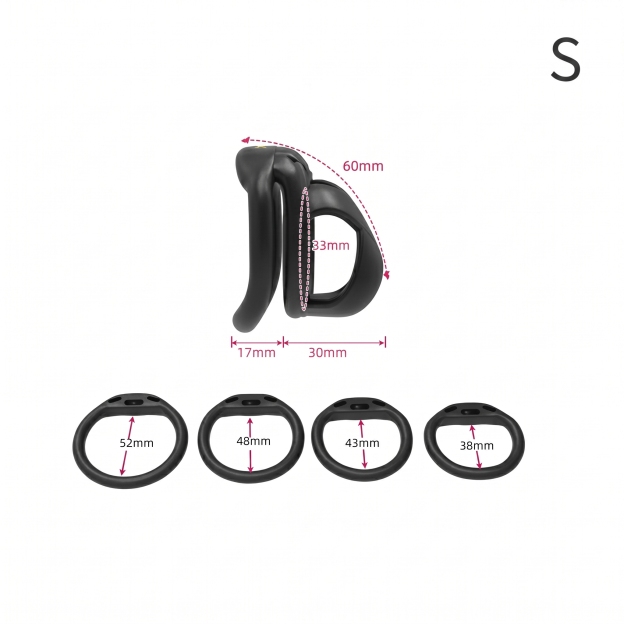 StealthCore Male Chastity Cage - Black S Flat Ring - image 8