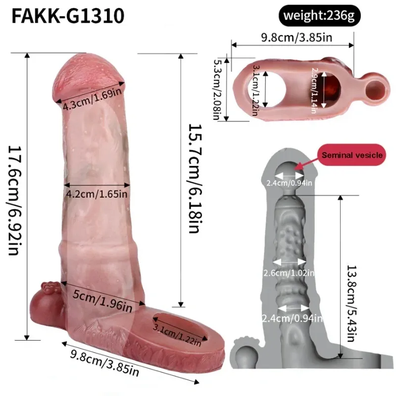 Realistic Penis Sleeve Extender With Secure Scrotum Ring-WeLovePlugs