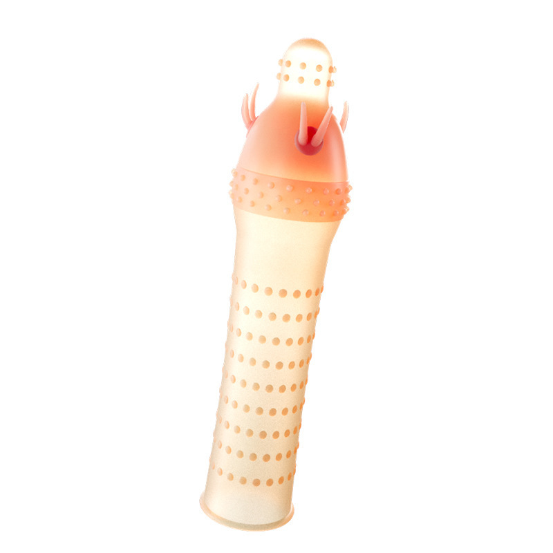 Vibrating Condoms Penis Sleeve Delay Ejaculation Thorn Dot G Spot Cover -WeLovePlugs