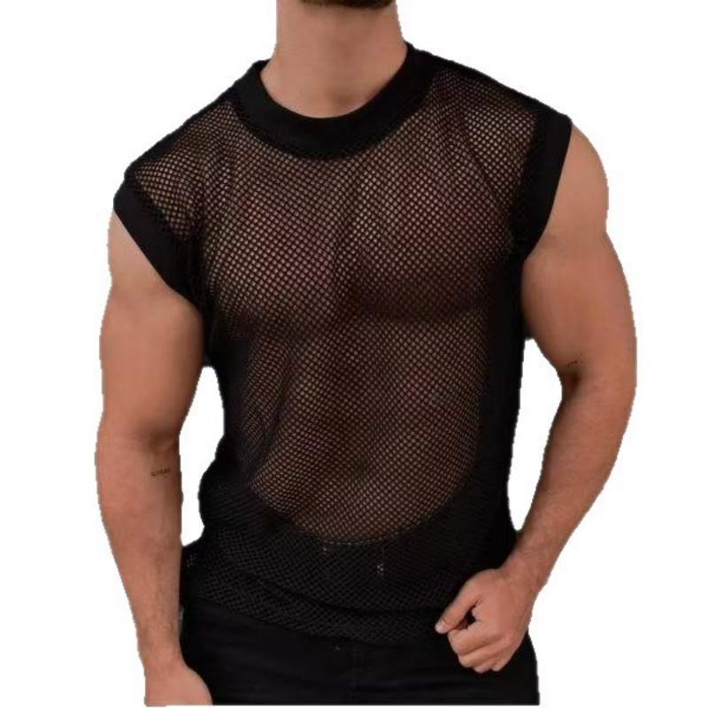 Men's Sleeveless Mesh Polyester Top - image 1