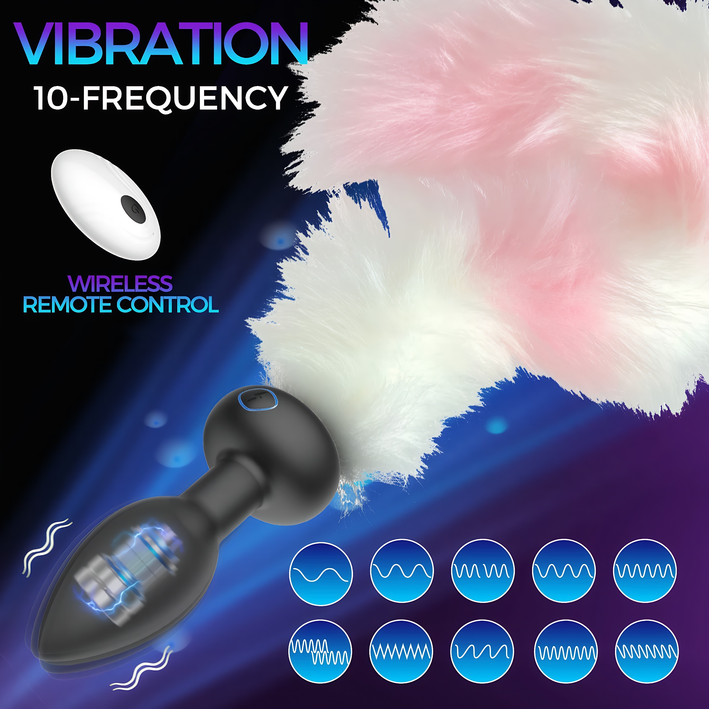 19.68" Long Slim Vibrating Fox Tail Plug With Remote Control - image 6