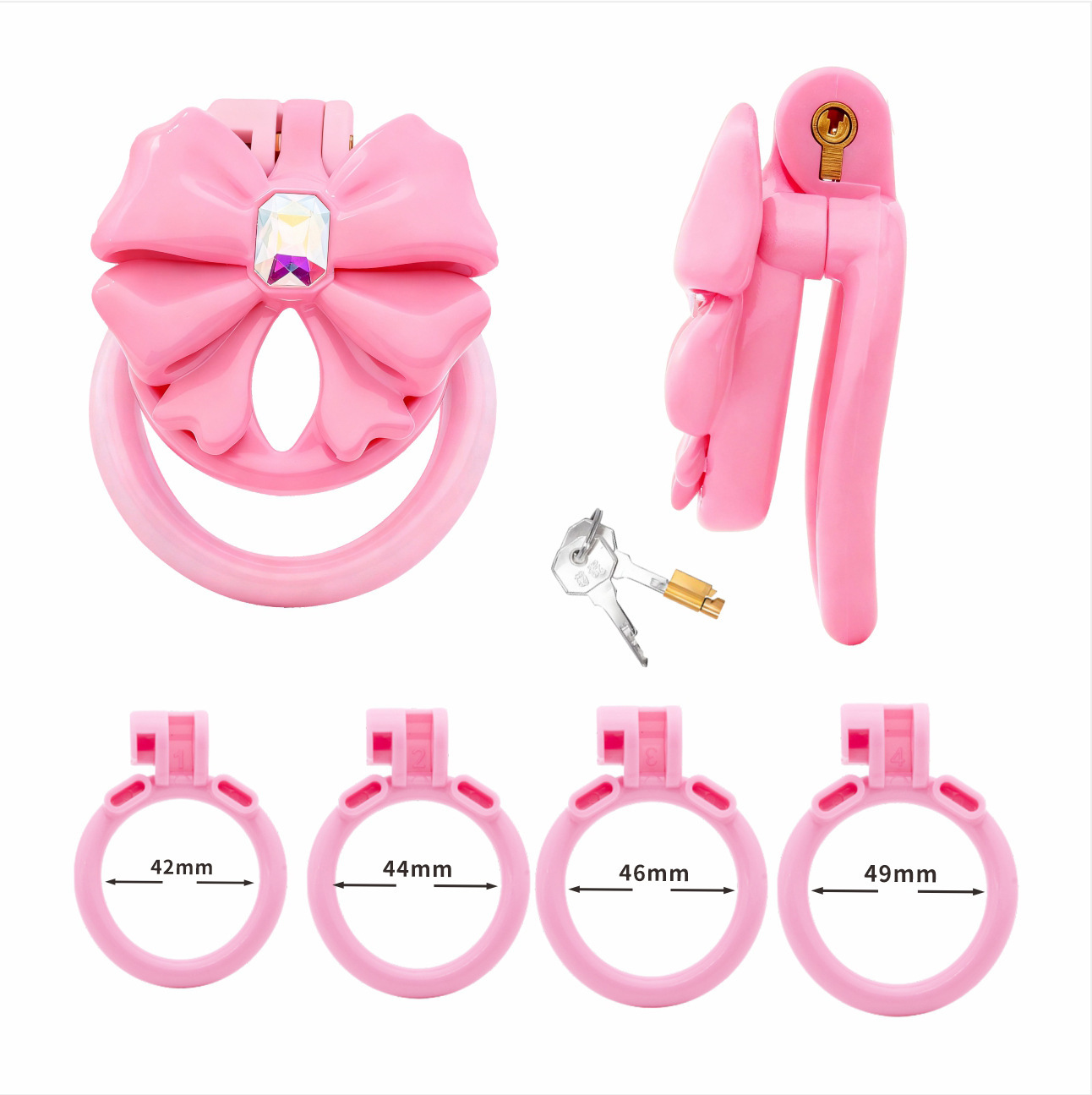 Crystal Butterfly Chastity Cage Set - Pink - image 4