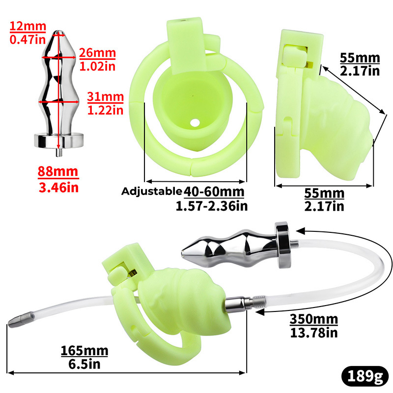 Adjustable Handcuff Resin Chastity Cage with Urethral Cathedral Tube-WeLovePlugs