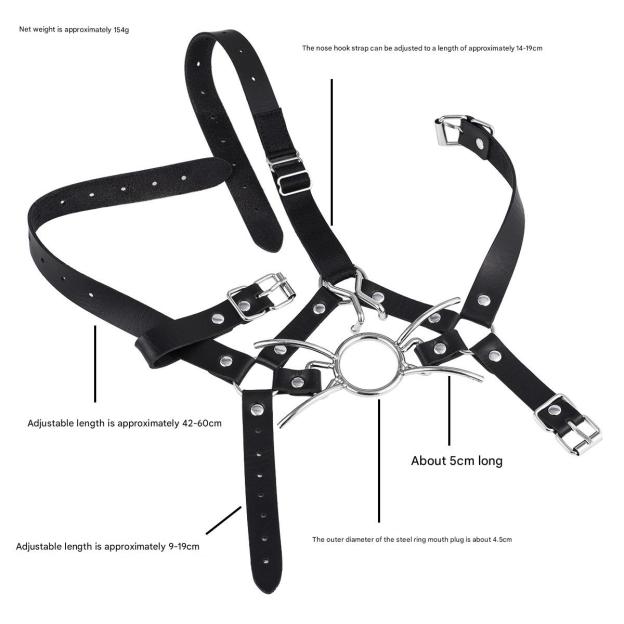 BDSM Spider Ring Gag With Head Slave Harness Nose Hook Flirting Mouth Gags-WeLovePlugs