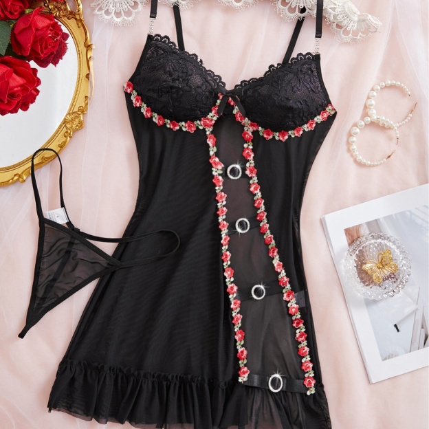 Lace Hollow-Out See-through Lingerie Dress-WeLovePlugs
