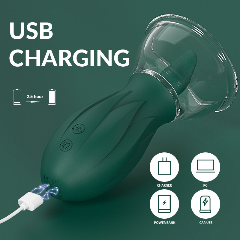 USB Charging Clitoris & Nipple Licking Sucking Vibrator -WeLovePlugs