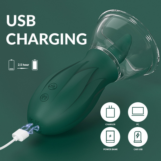 USB Charging Clitoris & Nipple Licking Sucking Vibrator -WeLovePlugs