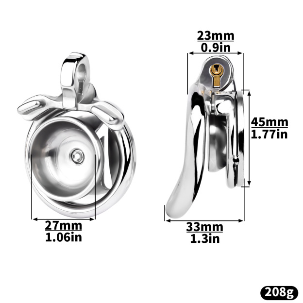 M-shaped Flat Stainless Steel Negative Inverted Chastity Cage Penis Lock Cage-WeLovePlugs
