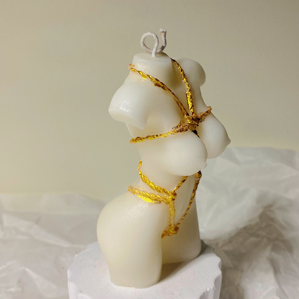 Gold Embellished Man & Woman Candles - B - image 1