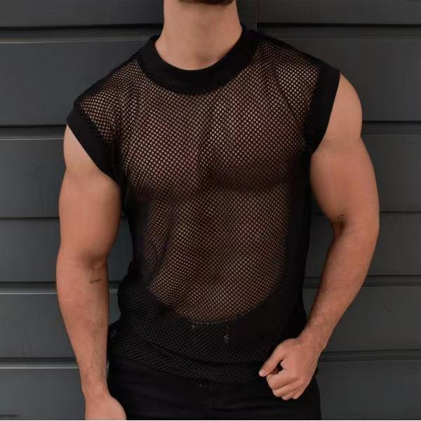 Men's Sleeveless Mesh Polyester Top - image 4