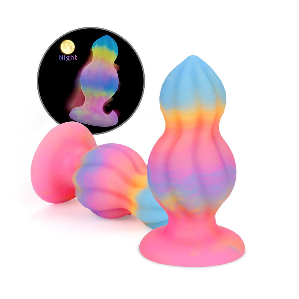 Dual-Size Fantasy Gourd Silicone Dildo with Glow-in-the-Dark & Suction Cup