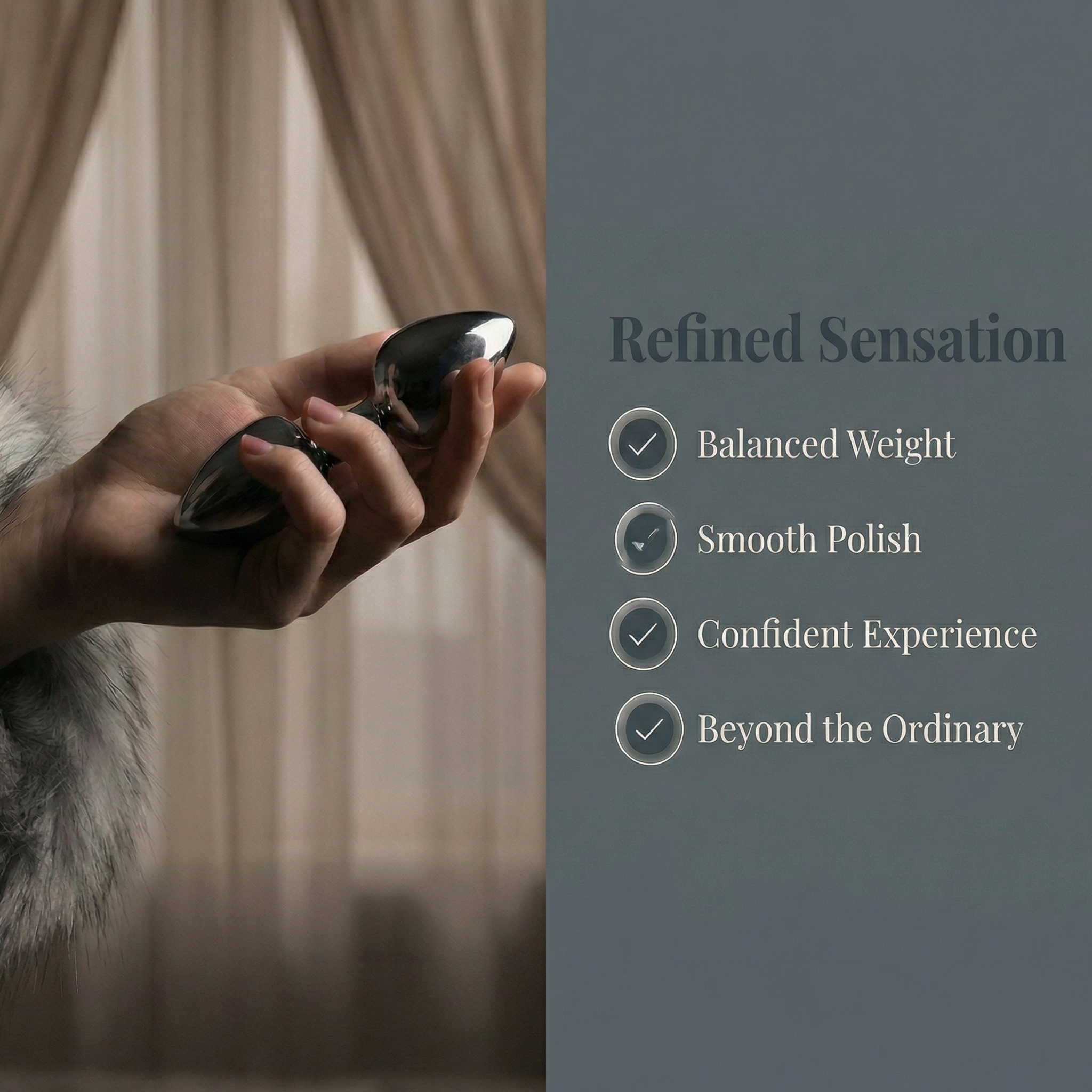 Dark Gray Fox Tail Butt Plug • 18.1 Inch Tail - image 5