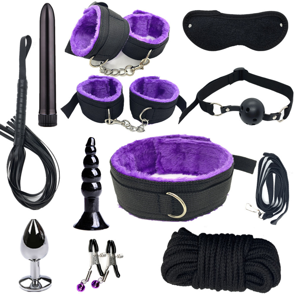 Bdsm Bed Straps Restraints Sex  11 Pcs Set - Purple - image 2