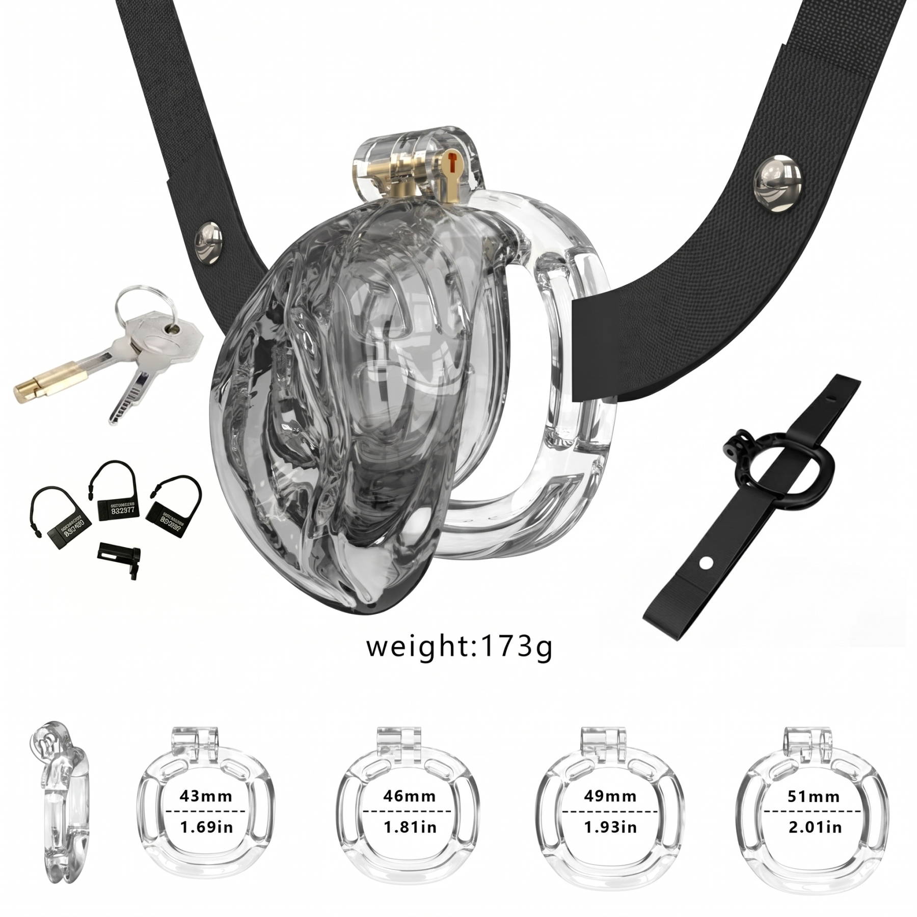 StealthFlex Adjustable Chastity Cage - Black-transparent - image 1