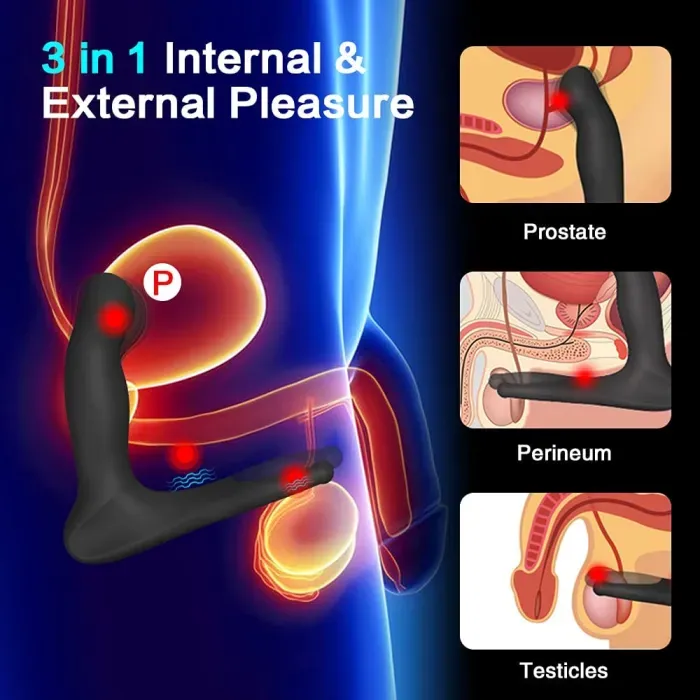 Triple-target Prostate Massager Vibrating Butt Plug with Cock Ring