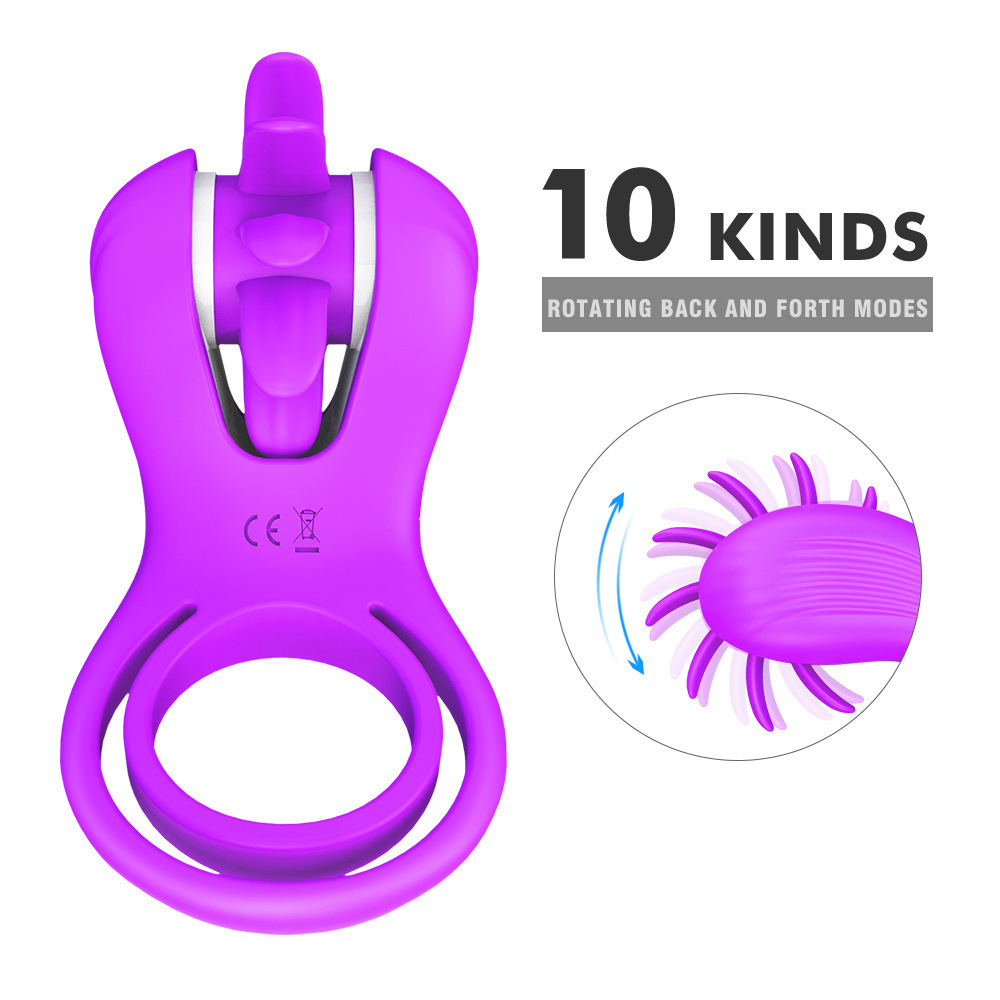 Dual Spinning Penis Ring - Purple - image 4