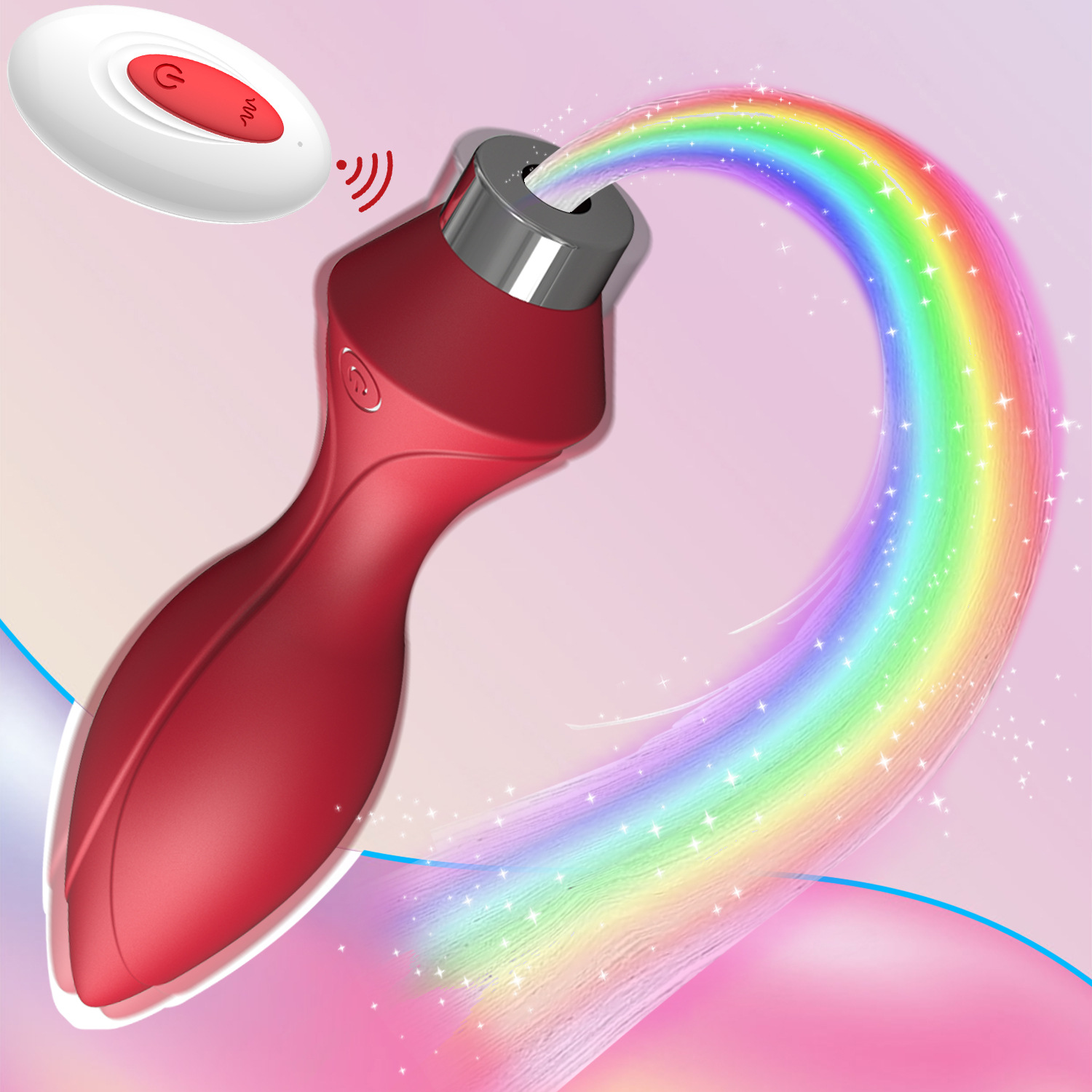 7 Types Of Led Light  Remote Control Rechargeable Butt Plug - Red - image 1