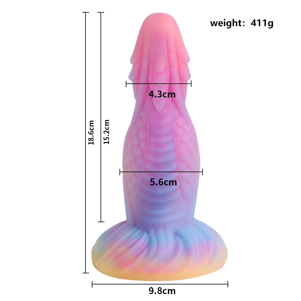 7.32'' Fantasy Monster Dildo with Multi-Texture Design & Glow-in-the-Dark Effect - Multicolor - image 3