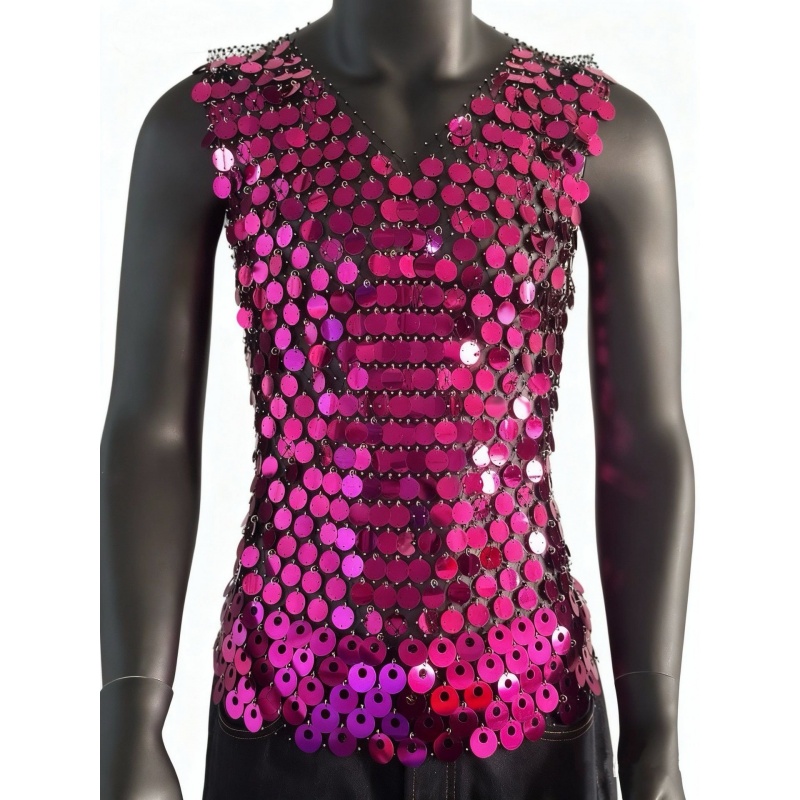 Starluxe Mesh Sparkle Top – Style F - Purple - XL - image 1